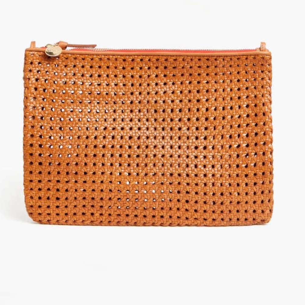 Clare V Tan rattan clutch, with tabs!